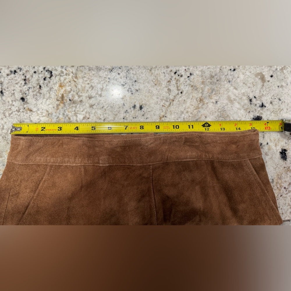 Suede Leather Midi Skirt-Orvis, Rich Brown - Picture 4 of 4